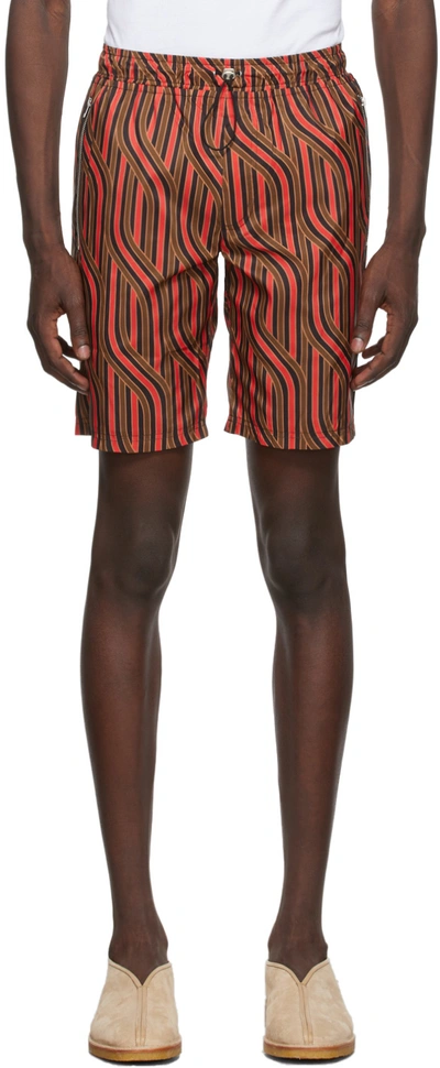 Ahluwalia Braid Print Bermuda Shorts - Men's - Recycled Polyester In Red/khk/blk
