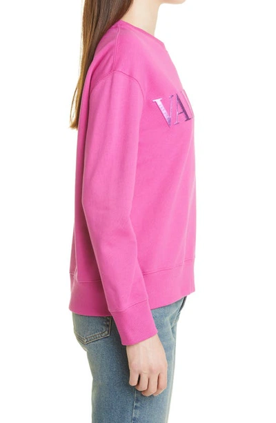 Shop Valentino Embossed Logo Graphic Sweatshirt In Full Pink Fp1