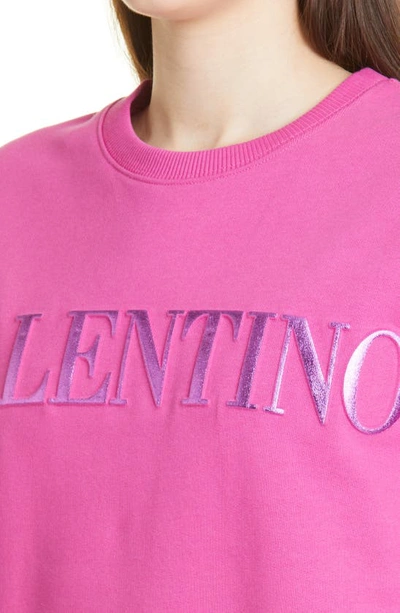 Shop Valentino Embossed Logo Graphic Sweatshirt In Full Pink Fp1