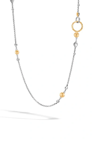 Shop John Hardy Dot Hammered Rolo Chain Sautoir Necklace In Silver/ Gold