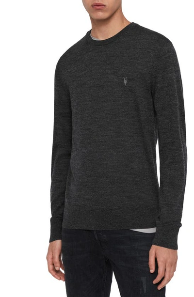 Shop Allsaints Mode Slim Fit Wool Sweater In Cinder Black Mouline