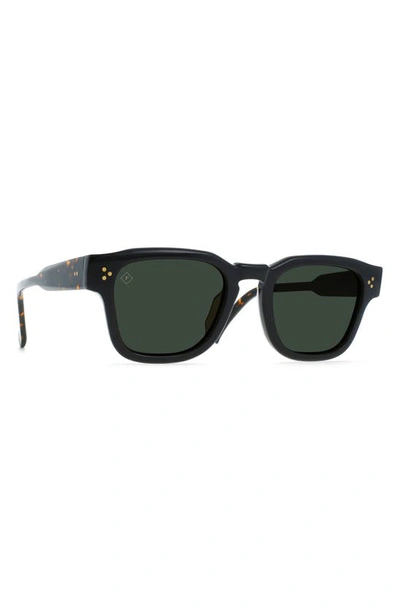 Shop Raen Rece 51mm Polarized Square Sunglasses In Crystal Black / Green Polar