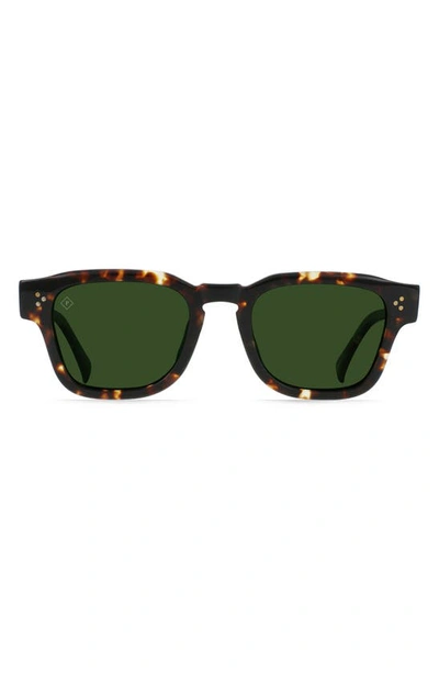 Shop Raen Rece 51mm Polarized Square Sunglasses In Brindle Tortoise / Green Polar