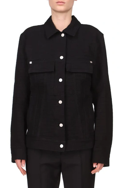 Shop Givenchy 4g Logo Jacquard Denim Jacket In Black