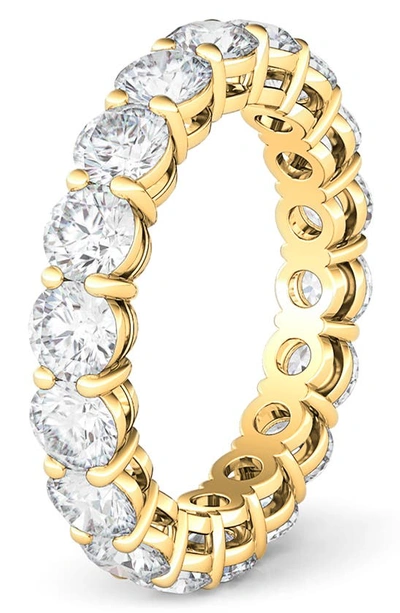 Shop Hautecarat Round Cut Lab Created Diamond 18k Gold Eternity Band Ring In 18k Yellow Gold