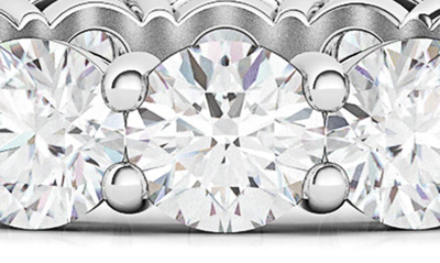 Shop Hautecarat Round Cut Lab Created Diamond 18k Gold Eternity Band Ring In 18k White Gold