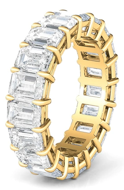 Shop Hautecarat Emerald Cut Lab Created Diamond 18k Gold Eternity Band In 18k Yellow Gold