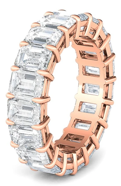 Shop Hautecarat Emerald Cut Lab Created Diamond 18k Gold Eternity Band In 18k Rose Gold