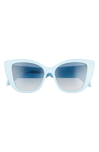 Shop Alexander Mcqueen 54mm Cat Eye Sunglasses In Light-blue