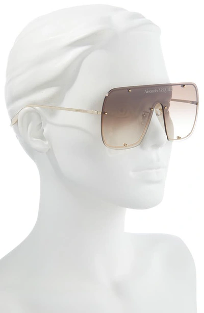Shop Alexander Mcqueen 99mm Shield Sunglasses In Gold