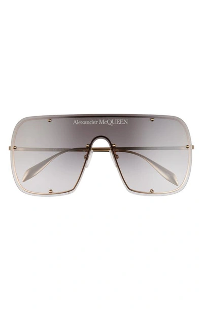 Shop Alexander Mcqueen 99mm Shield Sunglasses In Gold 2