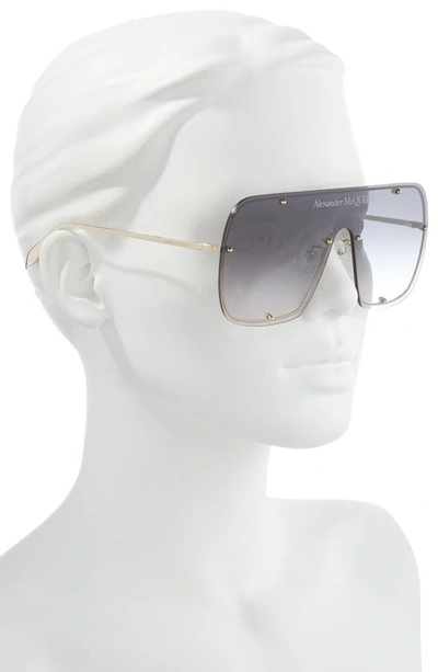 Shop Alexander Mcqueen 99mm Shield Sunglasses In Gold 2