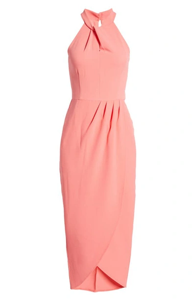 Shop Julia Jordan Knot Neck Halter Dress In Melon