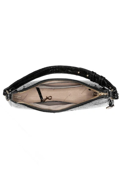 Brahmin Tabitha Croc Embossed Leather Shoulder Bag In Black Melbourne