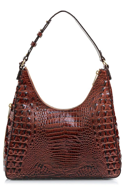 Shop Brahmin Tabitha Croc Embossed Leather Shoulder Bag In Pecan Melbourne