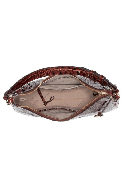 Shop Brahmin Tabitha Croc Embossed Leather Shoulder Bag In Pecan Melbourne