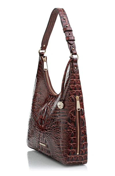 Brahmin Tabitha Croc Embossed Leather Shoulder Bag In Pecan Melbourne