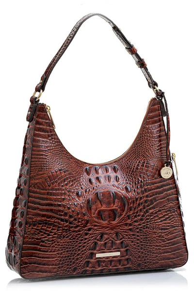 Shop Brahmin Tabitha Croc Embossed Leather Shoulder Bag In Pecan Melbourne