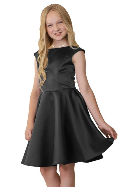 Shop Un Deux Trois Kids' Cap Sleeve Dress In Black