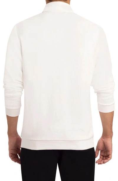 Shop Bugatchi Quarter Zip Cotton Sweatshirt In White