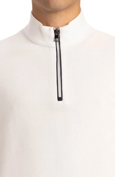 Shop Bugatchi Quarter Zip Cotton Sweatshirt In White