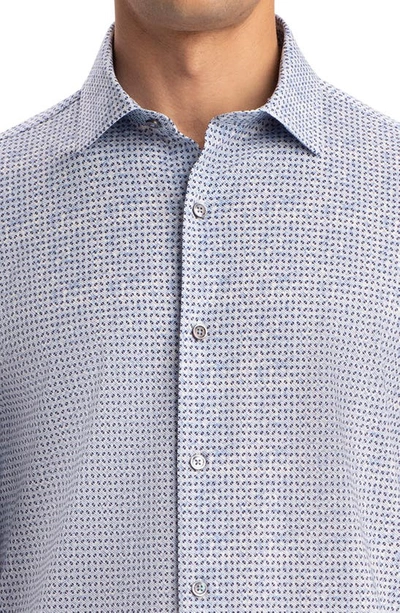 Bugatchi Tech Knit Stretch Cotton Button-up Shirt In Air Blue