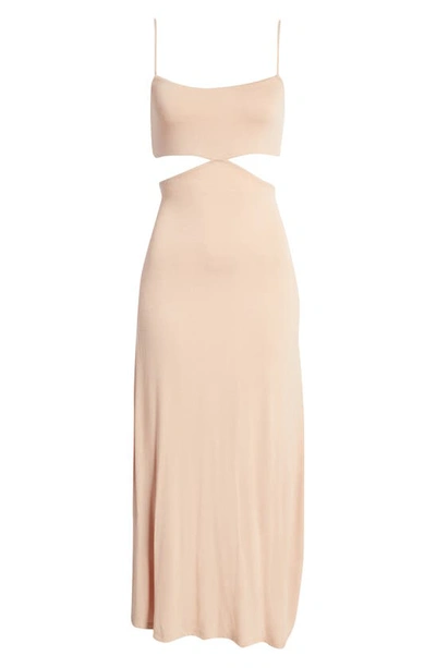 Free People Piper Cut-out Detail Stretch-woven Midi Dress In Natural Dk