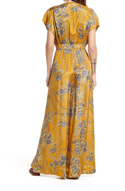 Free People In The Mood For Love Floral Print Jumpsuit In Golden Combo