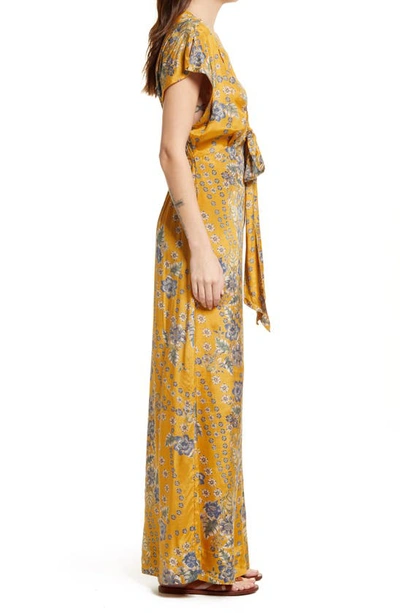 Free People In The Mood For Love Floral Print Jumpsuit In Golden Combo