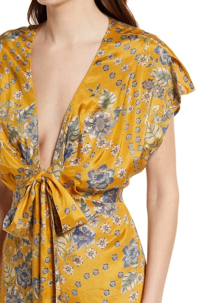 Free People In The Mood For Love Floral Print Jumpsuit In Golden Combo