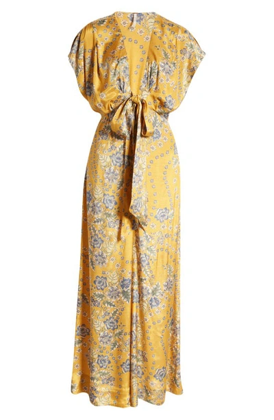 Free People In The Mood For Love Floral Print Jumpsuit In Golden Combo