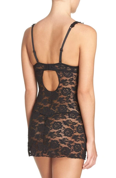 Black Bow 'rachel' Lace Babydoll & G-string In Black