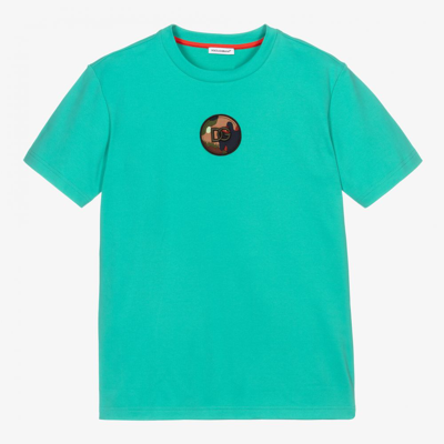 Shop Dolce & Gabbana Boys Teen Turquoise Blue T-shirt