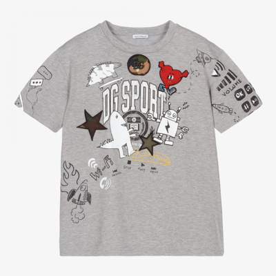 Shop Dolce & Gabbana Teen Boys Grey Logo T-shirt