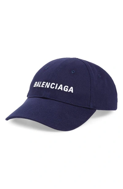 Shop Balenciaga Classic Sea Baseball Cap In Navy/ White