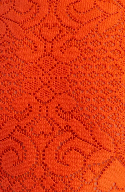 Shop Valentino Pointelle Cotton Blend A-line Dress In Orange O21