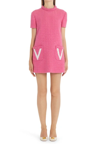 Tweed Dress Pink WomenSpring/ autumn 2023 New Elegant Mini dress ladies  slim bottoming dress one-piece