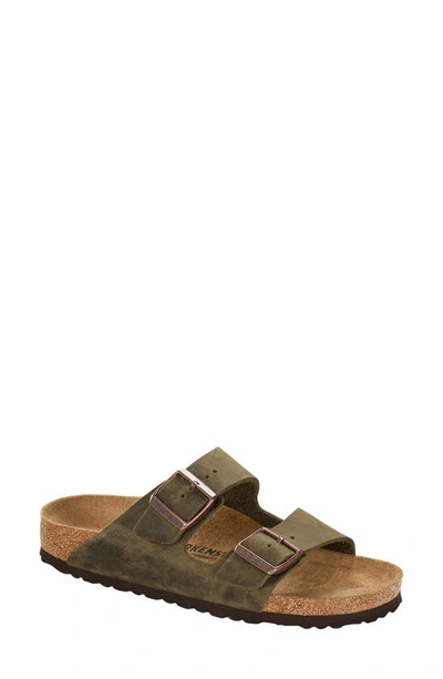 Shop Birkenstock Arizona Soft Slide Sandal In Mud Green