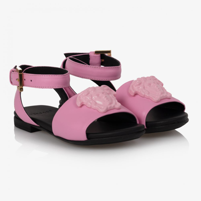 Shop Versace Girls Pink Leather Sandals