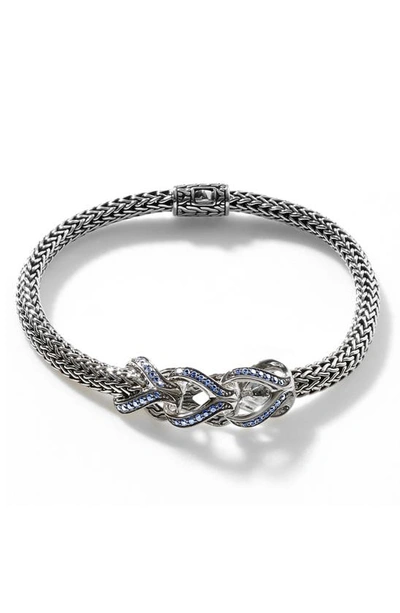 Shop John Hardy Extra Small Asli Classic Chain Pavé Sapphire Bracelet In Silver/ Blue Sapphire