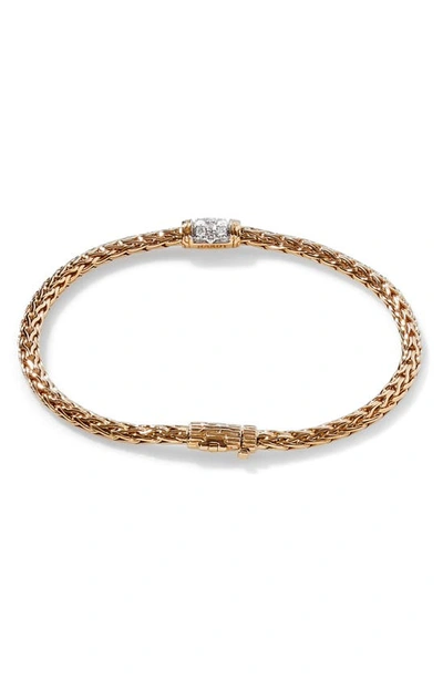 Shop John Hardy Classic Chain Bracelet With Diamonds In Gold