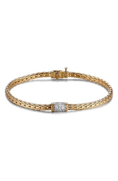 Shop John Hardy Classic Chain Bracelet With Diamonds In Gold