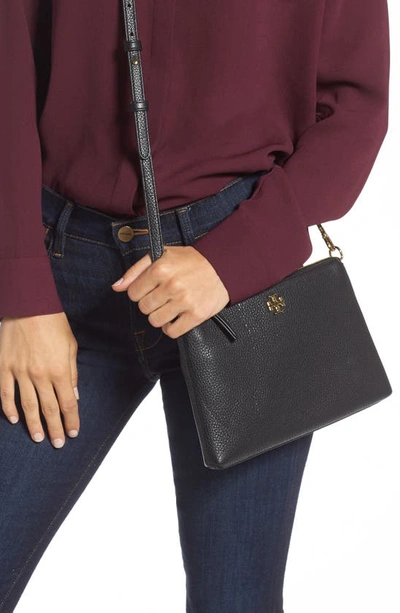 Tory Burch Kira Pebbled Leather Wallet Crossbody Bag In Black