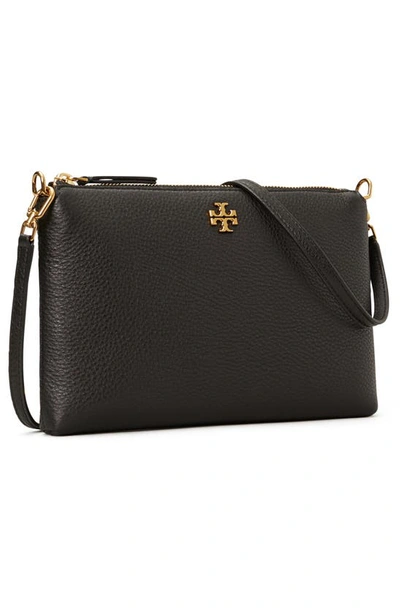 Shop Tory Burch Kira Pebbled Leather Wallet Crossbody Bag In Black