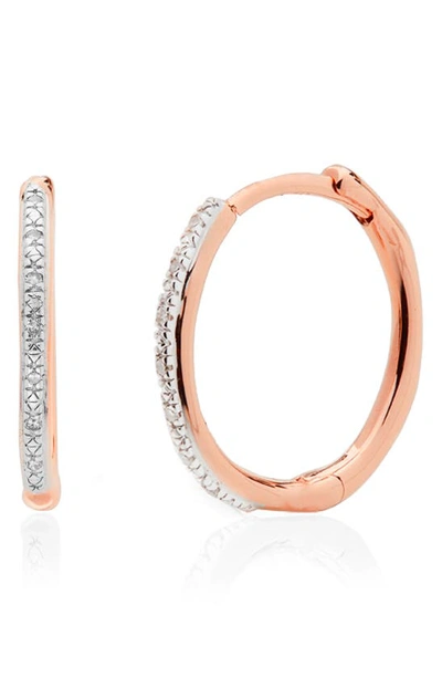 Shop Monica Vinader Small Riva Wave Diamond Hoop Earrings In Rose Gold