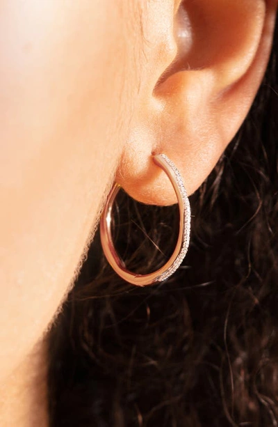 Shop Monica Vinader Small Riva Wave Diamond Hoop Earrings In Rose Gold