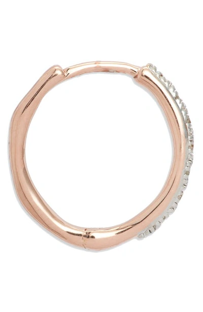 Shop Monica Vinader Small Riva Wave Diamond Hoop Earrings In Rose Gold