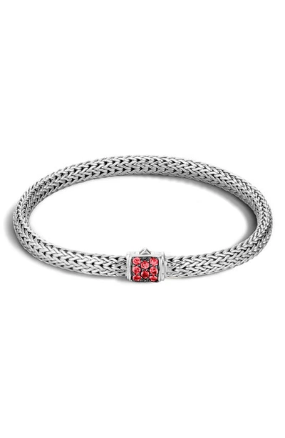 Shop John Hardy Extra Small Classic Chain Bracelet With Red Sapphire In Silver/ Red Sapphire