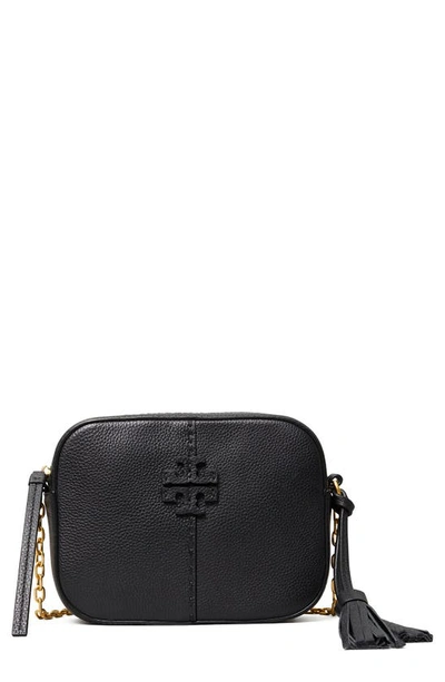 Shop Tory Burch Mcgraw Leather Camera Bag In Black