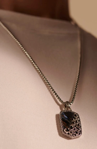 Shop John Hardy Classic Chain Keris Dagger Silver Pendant Necklace In Blue